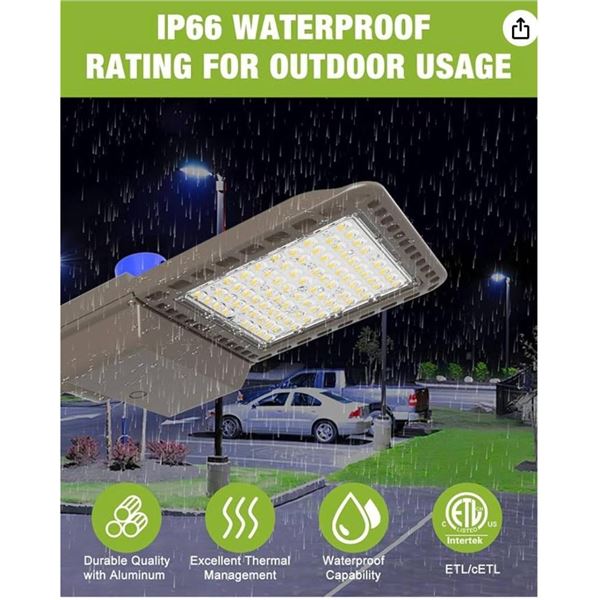 YXL LED Parking Lot Light, 150W Shoebox With Dusk to Dawn Photocell, 21000LM 5000K Daylight Slipfitt