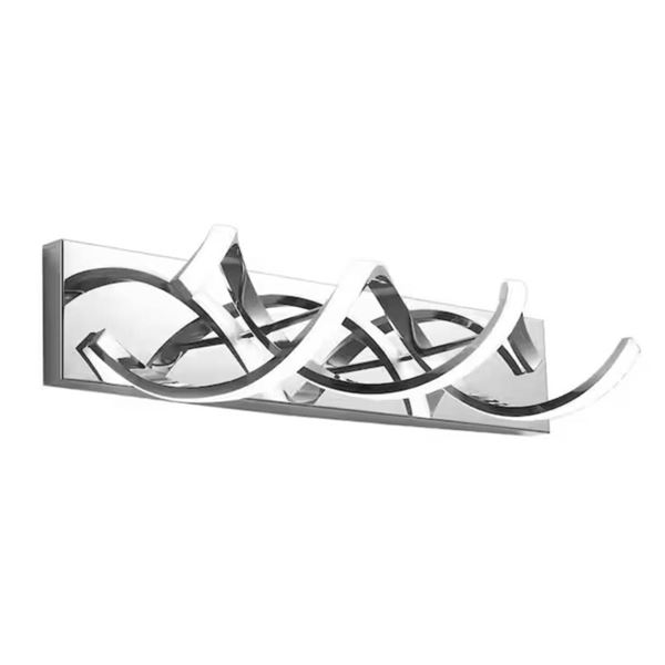 23.6 in. 2-Light Vanity Light LED Modern DNA Design Wave Chrome Bathroom LED