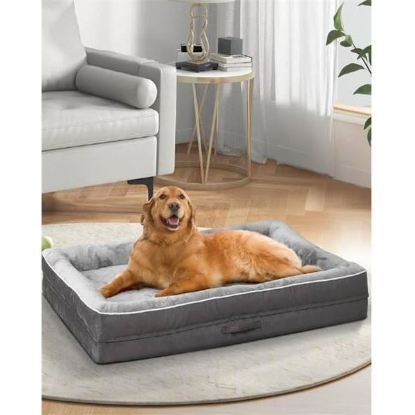 Upvilla Large Orthopedic Dog Bed With Bolster Cushion