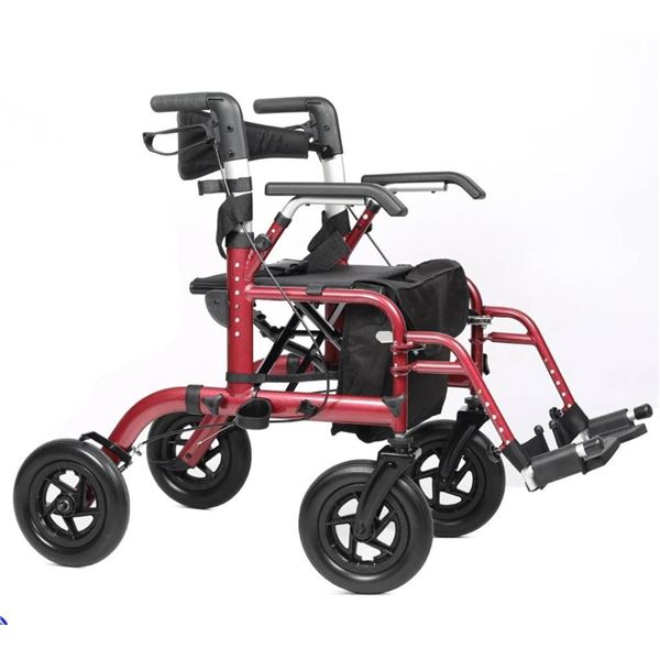 Elenker® HFK-9213-5 All-Terrain 2 in 1 Rollator Walker 10” Red