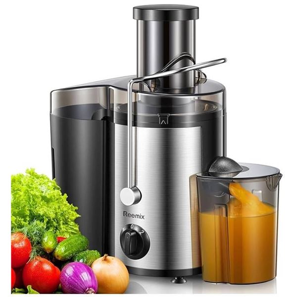 Reemix Juicer Machine, Big Mouth Large 3” Feed Chute for Whole Fruits and Vegetables, Easy 