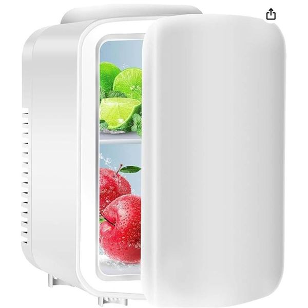 Mini Fridge 6-Can 4L Capacity Portable White