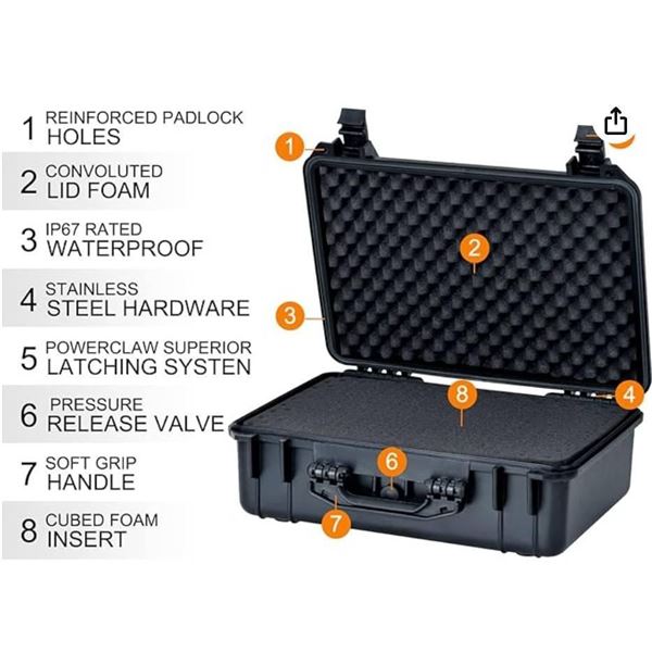 MEIJIA All Weather Portable Waterproof Hard Case,Camera Case with Customizable Fit Foam, Perfectly P