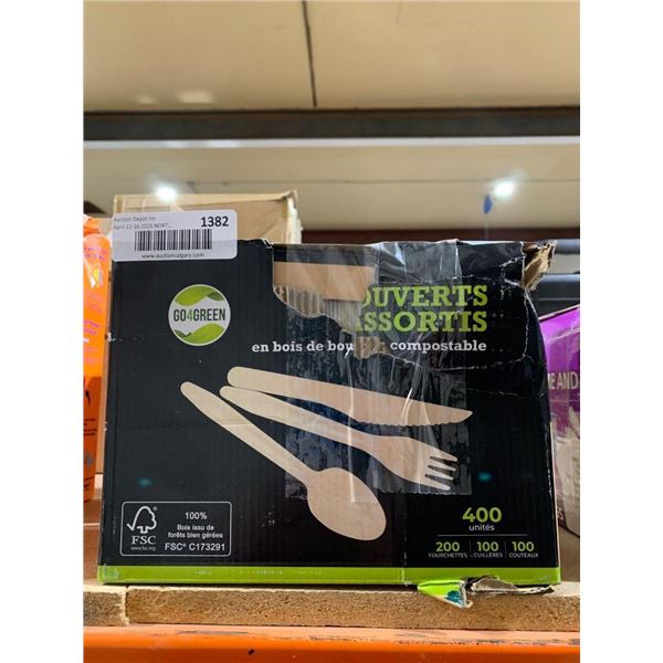 Go4Green Compostable Wooden Cutlery Set with 400 Pieces