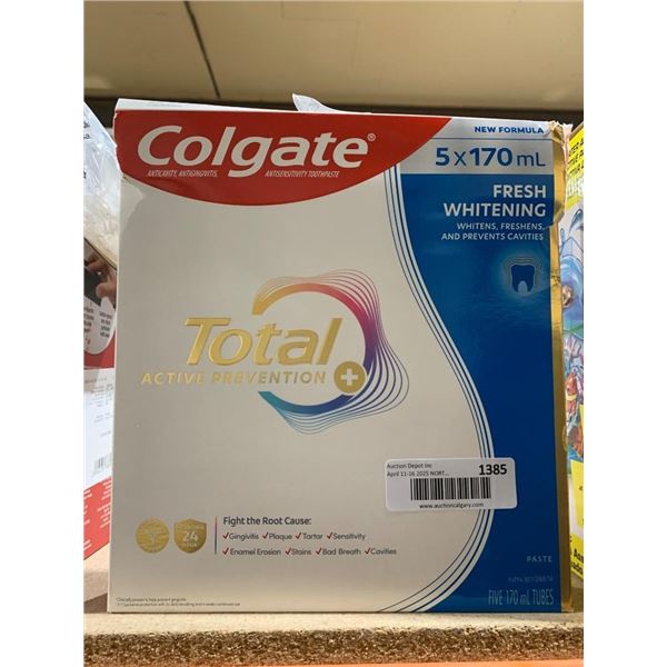 Colgate Total Fresh Whitening Toothpaste, 5 Tubes of 170mL Each