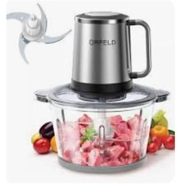 Orfeld Meat Crusher With Stainless Steel Blades and 2-Liter Glass Bowl