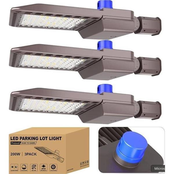 150W LED Parking Lot Light with Photocell Dusk to Dawn, 3 Pack