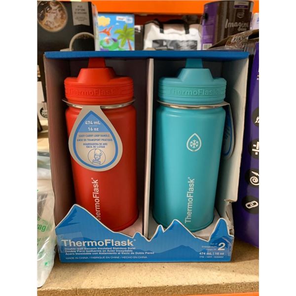 ThermoFlask 16 oz (474 mL) Bottle Set of 2 with Dual Lid Design