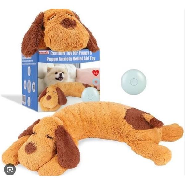 Weok Plush Dog Toy with Heartbeat Simulator for Pets