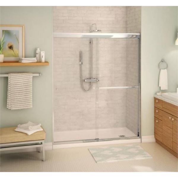 Maax  Aura 55-59 x 71 in. 8 mm Bypass Shower Door for Alcove Installation with Clear glass in Chrome