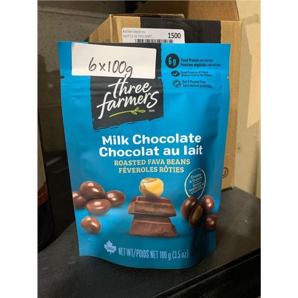 Three Farmers Milk Chocolate Roasted Fava Beans 6x100g