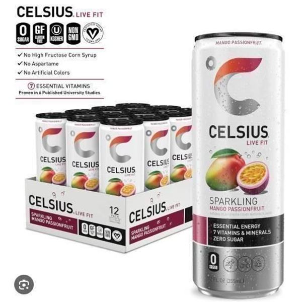Celsius Live Fit Sparkling Mango Passionfruit, 12 x 355ml