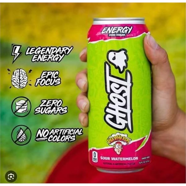 12 x 473ml Cans of Ghost Energy Sour Watermelon