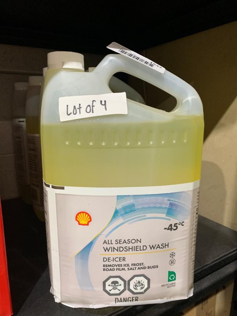Lot of 4 Shell All Season Windshield Wash -45C De-Icer 3.78L Containers
