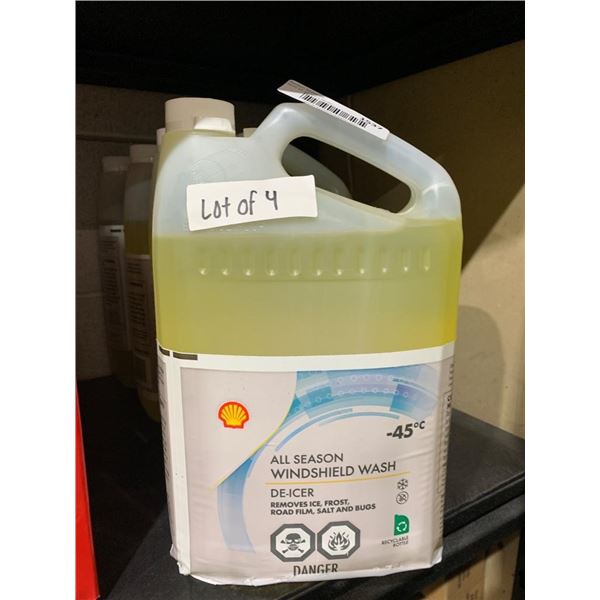 Lot of 4 Shell All Season Windshield Wash -45C De-Icer 3.78L Containers