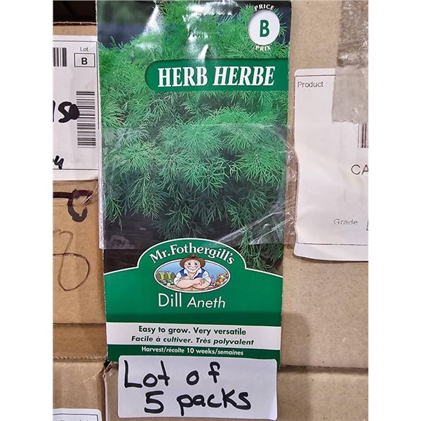 Lot of 5 Packs Mr. Fothergill’s Dill Aneth Herb Seed Packs