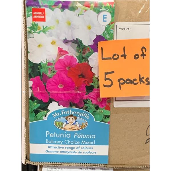 Lot of 5 Packs  Mr. Fothergill’s Petunia Balcony Choice Mixed Seeds