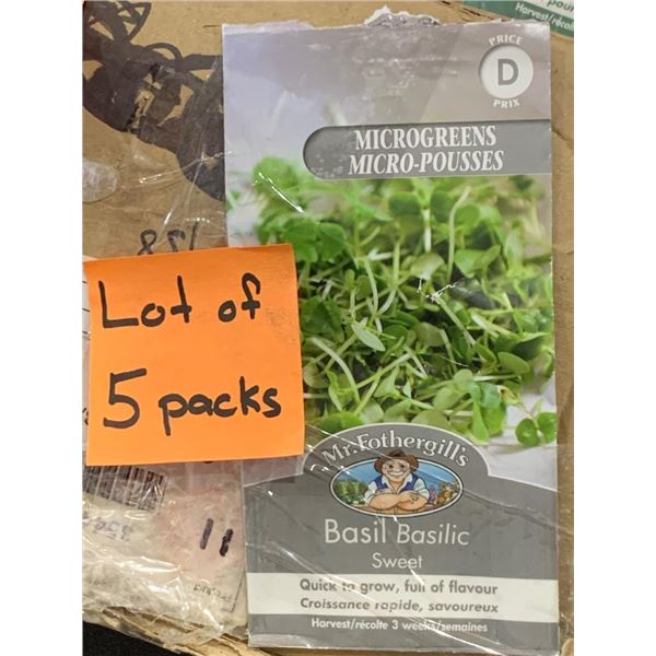 Lot of 5 Packs – Packs of Mr. Fothergill’s Sweet Basil Microgreens