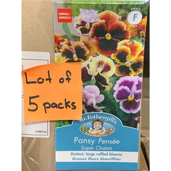 Lot of 5 Packs Mr. Fothergill’s Pansy Pensee Super Chalon Seed Packs