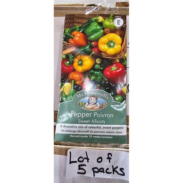 Lot of 5 Packs Mr. Fothergill’s Pepper Poivron Sweet Allsorts Seed Packs