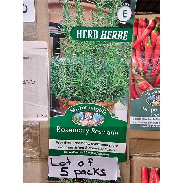 Lot of 5 Packs� Mr. Fothergill’s Rosemary Herb Seed Packs