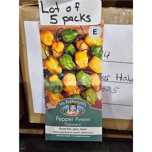Lot of 5 Packs�Mr. Fothergill’s Pepper Piment Habanero Seed Packs