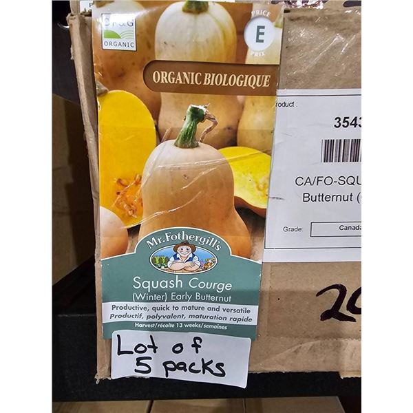 Lot of 5 Packs� Mr. Fothergill’s Squash Courge Winter Early Butternut Seeds
