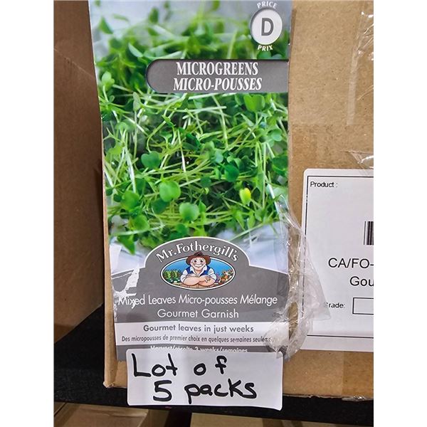 Lot of 5 Packs of Mr. Fothergill’s Microgreens Mixed Leaves Gourmet Garnish