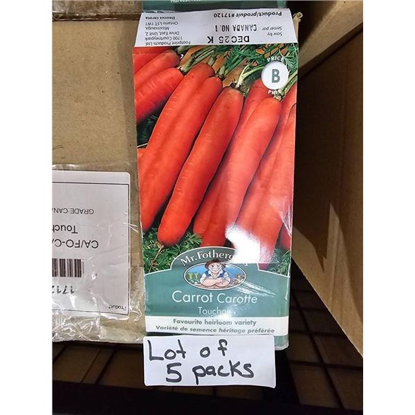 Lot of 5 Packs Mr. Fothergill’s Carrot Courser 112120 Seeds,