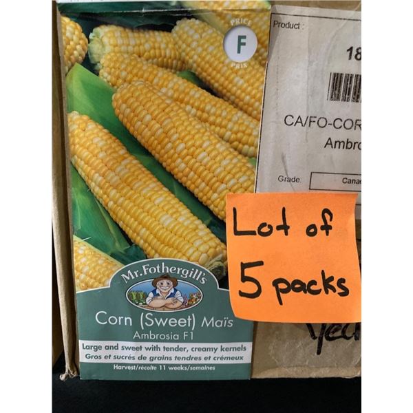 Lot of 5 Packs Mr. Fothergill’s Corn (Sweet) Ambrosia F1