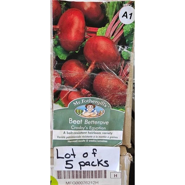 Lot of 5 Packs Mr. Fothergill’s Beet Betterave Crosby’s Egyptian Seeds