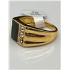Image 3 : Gold-Tone Ring With Black Inlay and Three Clear Stones, Size 19