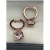 Image 1 : Rose Gold-Tone Earrings with Square-Cut Crystal Pendants
