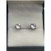 Image 1 : Pair Of Sterling Silver Heart-Shaped Cubic Zirconia Stud Earrings