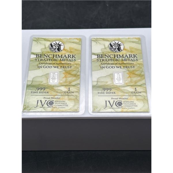 Set of Two Benchmark Strategic Metals 1 Grain 999 Fine Silver Bars