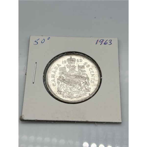 Canada 1963 50 Cents Coin with Elizabeth II Portrait