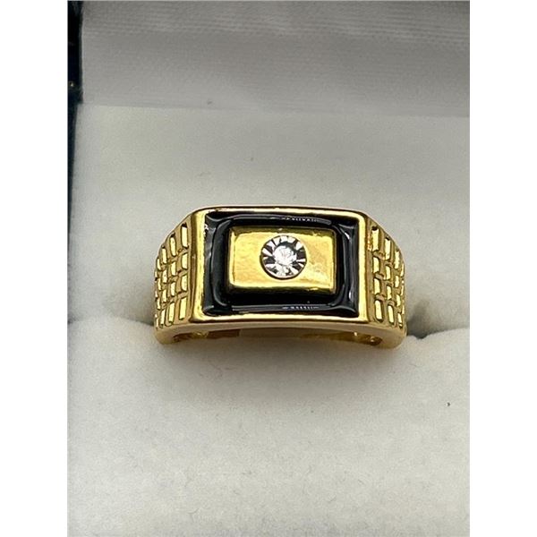 Gold-Tone Ring with Clear Gemstone, Size 17