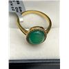 Image 2 : Green Gemstone Ring with Gold-Tone Band and Surround Setting