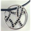 Image 1 : $80 Silver Diamond And Black Cz With Leather  Necklace