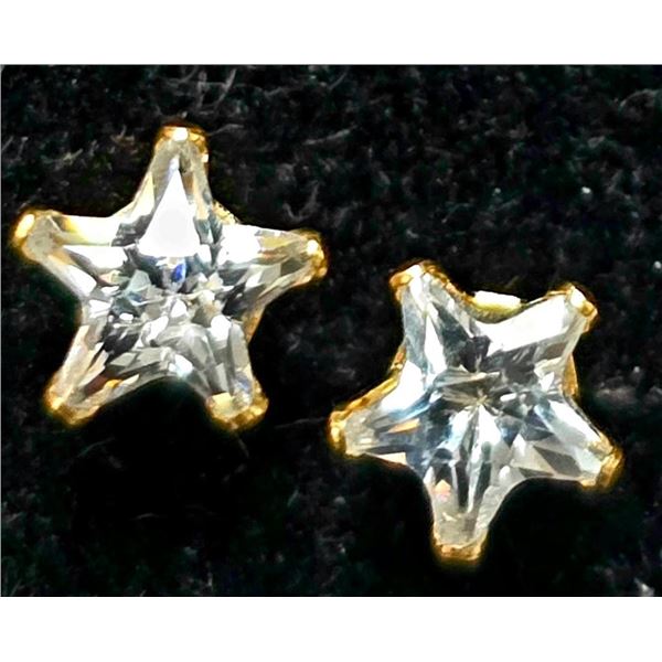$120 14K  Star Cz Screw Back Earrings