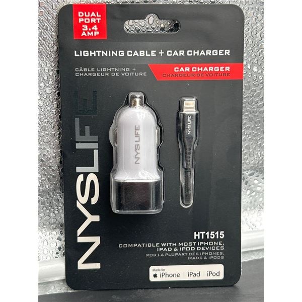 NYSLIFE HT1515 Lighting Cable and Dual-Port 3.4 Amp Car Charger