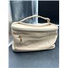 Image 1 : Small Beige Cosmetic Travel Bag With Zipper and Handle