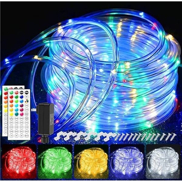 200 LED Rope Lights Outdoor Waterproof, Outdoor String Lights Plug in, 66ft Warm White & Color Chang