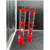 Image 3 : Set of Two Red and Transparent Bird Feeders With Multiple Perches and 6 Feeding Ports