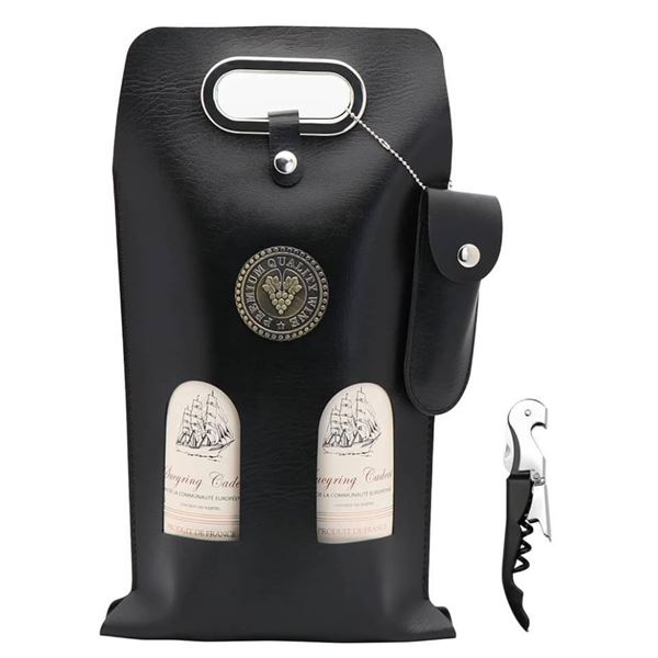 DIWNELEM Leather Wine Bag Leather Wine Gift Bag with Wine Opener Wine Tote Carrier Bag Champagne Bee