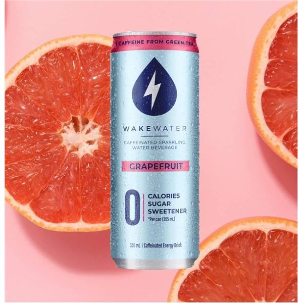 Wakewater Grapefruit Caffeinated Sparkling Water Beverage 12x355ml