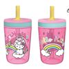 Image 1 : Zak Designs Hello Kitty Kelso Tumbler Set, Leak-Proof Screw-On Lid with Straw 15 oz, 2pc Set