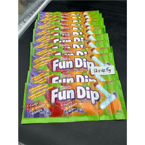 Lik-M-Aid Fun Dip 12-Pack, 40.5g Per Pack, Cherry and Grape Flavors
