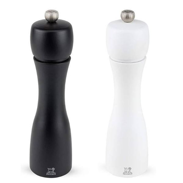 Peugeot 24277 Tahiti Black Matte Pepper Mill and White Matte Salt Mill Set 8 Inch