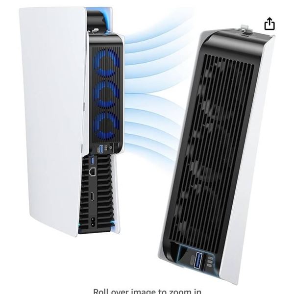 KIWIHOME Cooling Fan for PS5, Upgraded Quiet Cooler with Auto Speed, LED & Controller USB Port for D